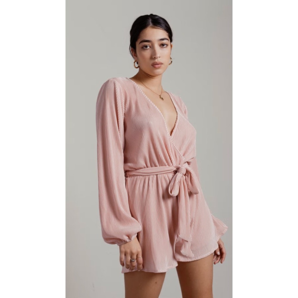 Vasha Waist Tie Romper Pink